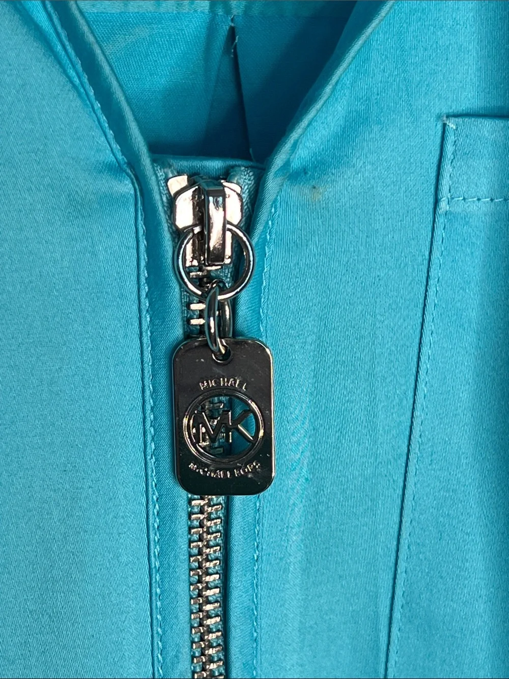 Michael Kors Turquoise Zip-Front Tunic Blouse